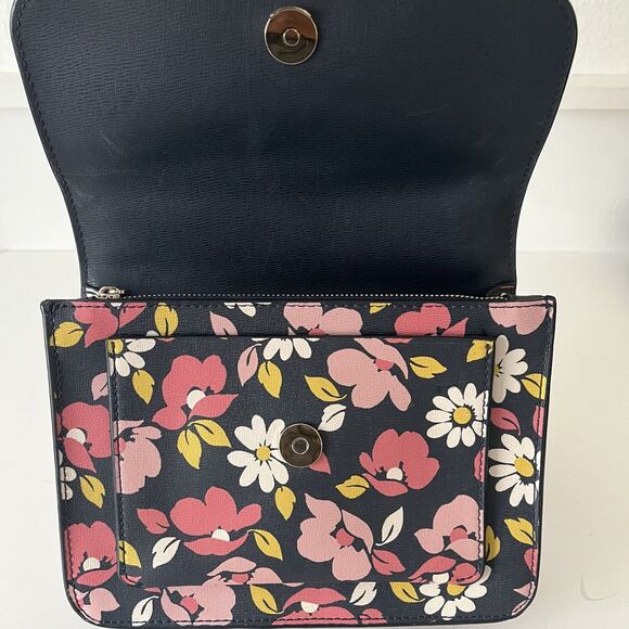 Kate Spade New York Crossbody Small Blue Floral Chain Remi Road Trip - Picture 4 of 8